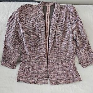 Nanette Lepore Pink, Gray and White Tweed Blazer